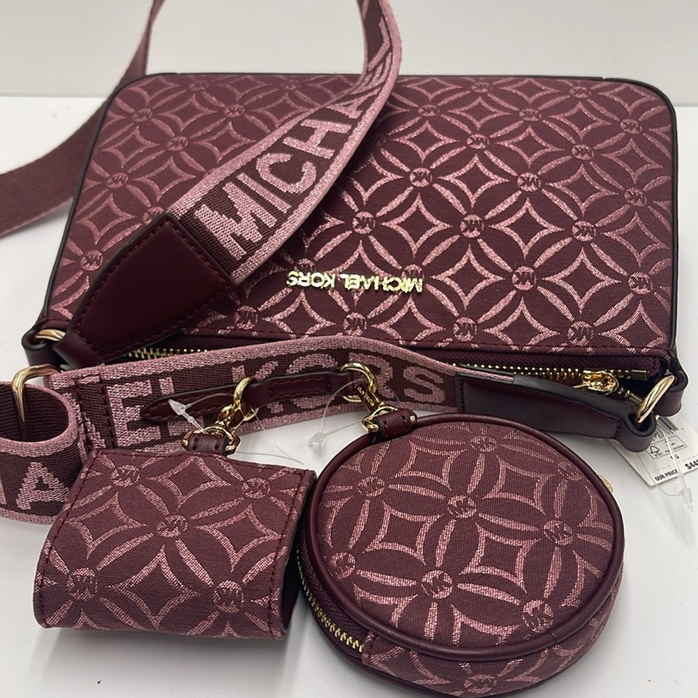 MICHAEL KORS Jet Set Travel Small Logo Jacquard Crossbody With Tech Attach - Oxb - Picture 6 of 16